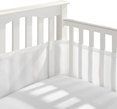 Breathable Mesh Liner for Full-Size Cribs, Classic 3mm Mesh (Covers 3 or 4 Sides), White