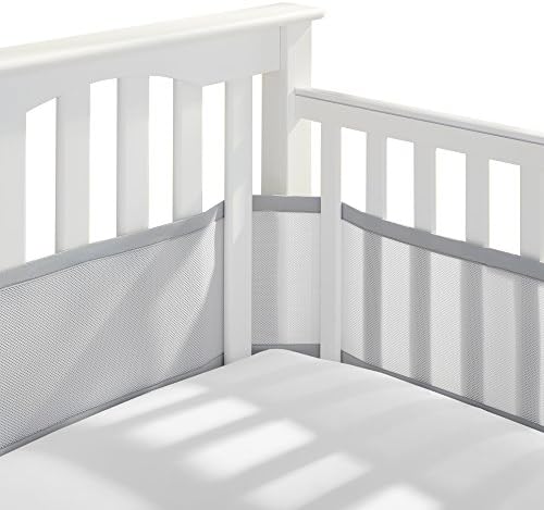 Breathable Mesh Liner for Full-Size Cribs, Classic 3mm Mesh (Covers 3 or 4 Sides), Gray
