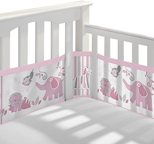 Breathable Mesh Liner for Full-Size Cribs, Classic 3mm Mesh (Covers 3 or 4 Sides), Safari Fun Girl