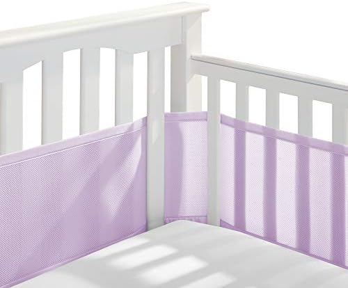 Breathable Mesh Liner for Full-Size Cribs, Classic 3mm Mesh (Covers 3 or 4 Sides), Lavender