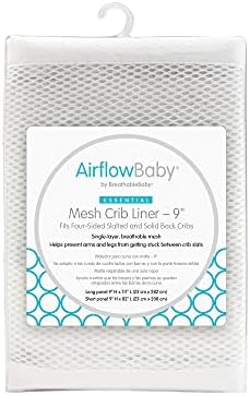 AirflowBaby 2mm Mesh Crib Liner for Full-Size Slatted Cribs, 9-inch Panels, White
