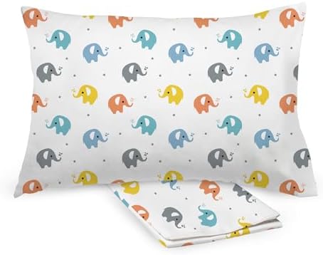 Cotton Percale Toddler Pillowcase, 13" x 18" (2-Pack), Elephants