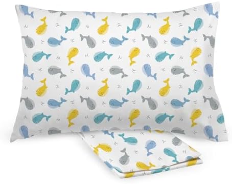 Cotton Percale Toddler Pillowcase, 13" x 18" (2-Pack), Whales