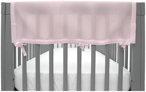 Breathable Mesh RailGuard Teething Cover, 27" Short Panels (2-Pack), Light Pink
