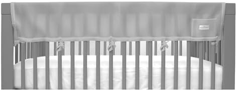 Breathable Mesh RailGuard Teething Cover, 51" Long Panel, Gray