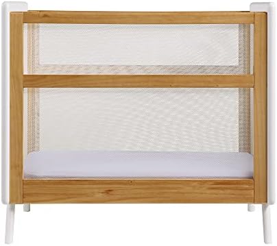 Breathable Mesh 2-in-1 Mini Crib with Mattress, Beech & White