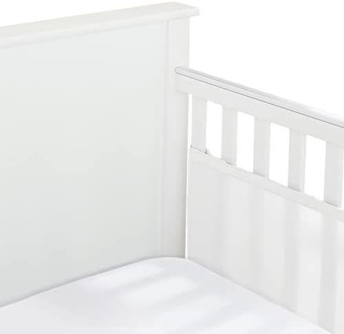 Breathable Mesh Liner for Full-Size Cribs, Classic 3mm Mesh (Covers 2 Sides), White