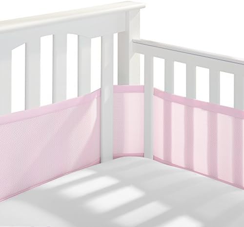 Breathable Mesh Liner for Full-Size Cribs, Classic 3mm Mesh (Covers 3 or 4 Sides), Light Pink