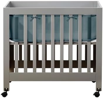 Breathable Mesh Liner for Mini Cribs, Deluxe 4mm Mesh (Covers 4 Sides), Blue Haze