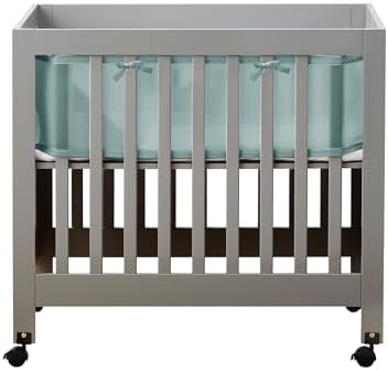 Breathable Mesh Liner for Mini Cribs, Deluxe 4mm Mesh (Covers 4 Sides), Green Seaglass