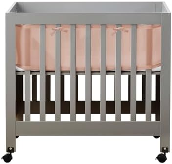 Breathable Mesh Liner for Mini Cribs, Deluxe 4mm Mesh (Covers 4 Sides), Shell Pink